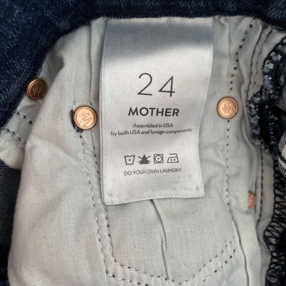 MOTHER Jeans Womens Size 24 Insider Ankle Fray Manana Mi Amor Dark Wash Denim - Picture 6 of 10